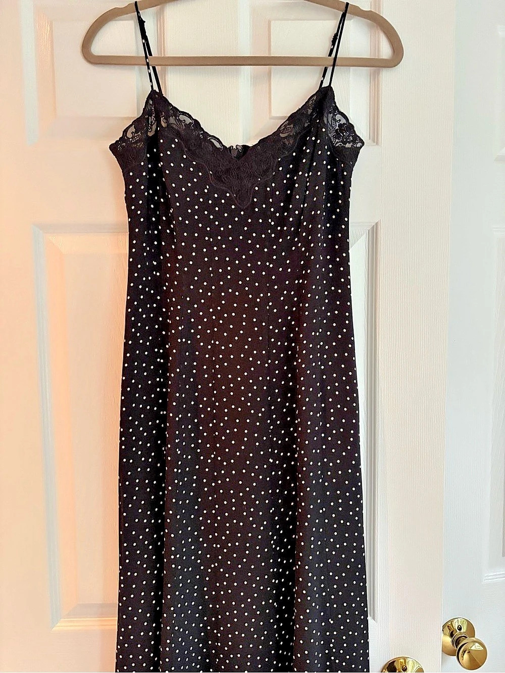 Reformation Lucine Dress Polka Dot Slip Dress in Black & White Size 2